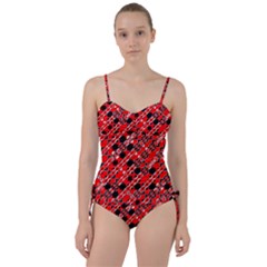 Abstract Red Black Checkered Sweetheart Tankini Set by SpinnyChairDesigns