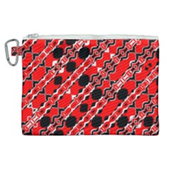 Abstract Red Black Checkered Canvas Cosmetic Bag (xl) by SpinnyChairDesigns