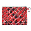 Abstract Red Black Checkered Canvas Cosmetic Bag (XL) View2