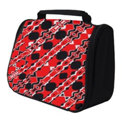 Abstract Red Black Checkered Full Print Travel Pouch (small) by SpinnyChairDesigns