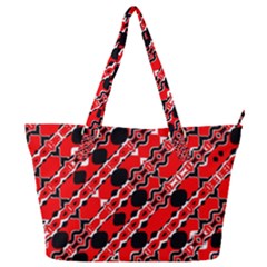 Abstract Red Black Checkered Full Print Shoulder Bag by SpinnyChairDesigns