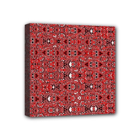 Abstract Red Black Checkered Mini Canvas 4  X 4  (stretched) by SpinnyChairDesigns