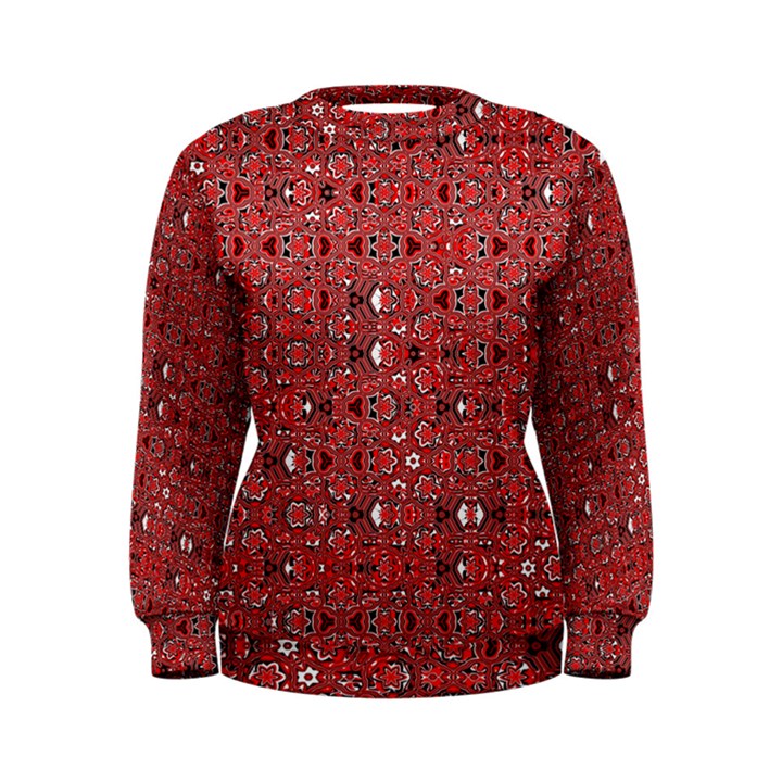 Abstract Red Black Checkered Women s Sweatshirt