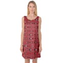 Abstract Red Black Checkered Sleeveless Satin Nightdress View1