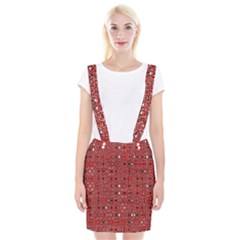 Abstract Red Black Checkered Braces Suspender Skirt by SpinnyChairDesigns