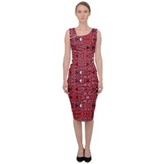 Abstract Red Black Checkered Sleeveless Pencil Dress by SpinnyChairDesigns