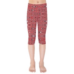 Abstract Red Black Checkered Kids  Capri Leggings  by SpinnyChairDesigns