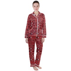 Abstract Red Black Checkered Satin Long Sleeve Pyjamas Set by SpinnyChairDesigns