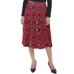 Abstract Red Black Checkered Classic Velour Midi Skirt  by SpinnyChairDesigns