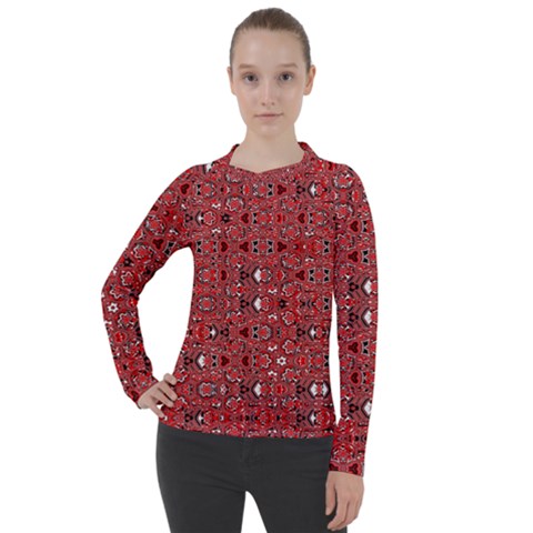 Abstract Red Black Checkered Women s Pique Long Sleeve Tee by SpinnyChairDesigns