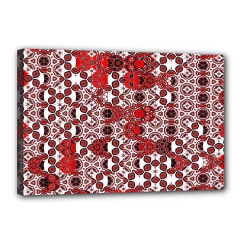 Red Black Checkered Canvas 18  X 12  (stretched) by SpinnyChairDesigns