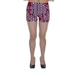 Red Black Checkered Skinny Shorts by SpinnyChairDesigns