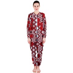 Red Black Checkered Onepiece Jumpsuit (ladies)  by SpinnyChairDesigns