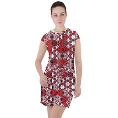 Red Black Checkered Drawstring Hooded Dress by SpinnyChairDesigns