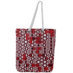 Red Black Checkered Full Print Rope Handle Tote (large) by SpinnyChairDesigns