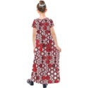 Red Black Checkered Kids  Short Sleeve Maxi Dress View2