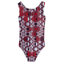 Red Black Checkered Kids  Cut-out Back One Piece Swimsuit by SpinnyChairDesigns