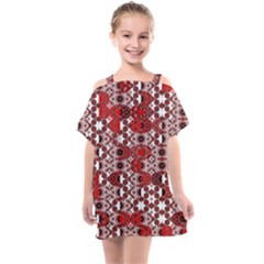 Red Black Checkered Kids  One Piece Chiffon Dress by SpinnyChairDesigns