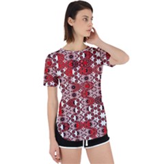 Red Black Checkered Perpetual Short Sleeve T-shirt by SpinnyChairDesigns