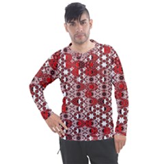 Red Black Checkered Men s Pique Long Sleeve Tee