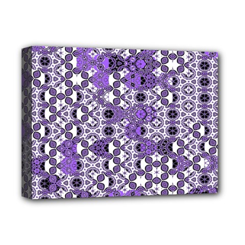 Purple Black Checkered Deluxe Canvas 16  X 12  (stretched)  by SpinnyChairDesigns