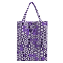 Purple Black Checkered Classic Tote Bag by SpinnyChairDesigns