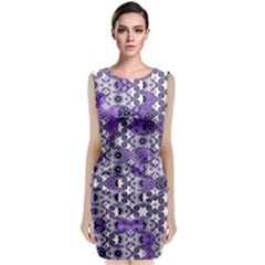 Purple Black Checkered Classic Sleeveless Midi Dress by SpinnyChairDesigns