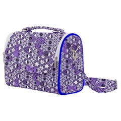 Purple Black Checkered Satchel Shoulder Bag by SpinnyChairDesigns