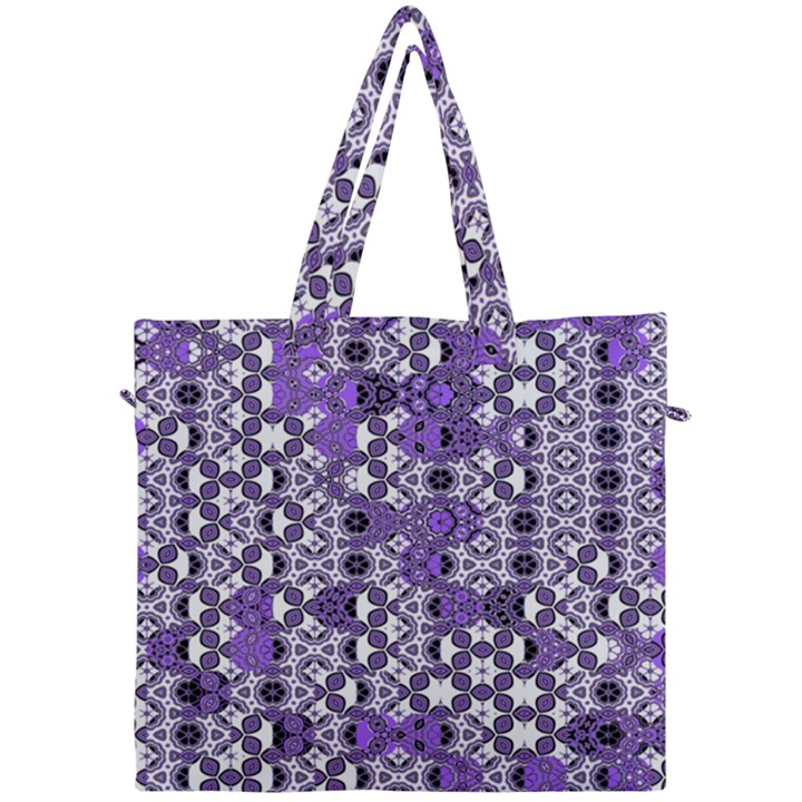 Purple Black Checkered Canvas Travel Bag