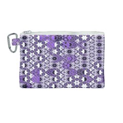 Purple Black Checkered Canvas Cosmetic Bag (medium) by SpinnyChairDesigns