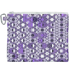 Purple Black Checkered Canvas Cosmetic Bag (xxxl) by SpinnyChairDesigns