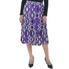 Purple Black Checkered Classic Velour Midi Skirt  by SpinnyChairDesigns