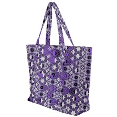 Purple Black Checkered Zip Up Canvas Bag by SpinnyChairDesigns