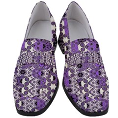 Purple Black Checkered Women s Chunky Heel Loafers by SpinnyChairDesigns