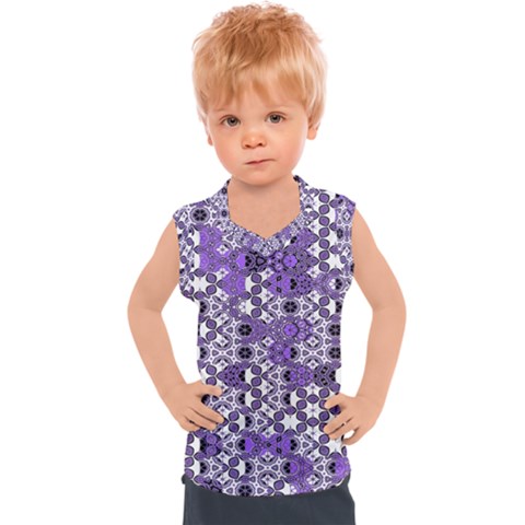 Purple Black Checkered Kids  Sport Tank Top by SpinnyChairDesigns