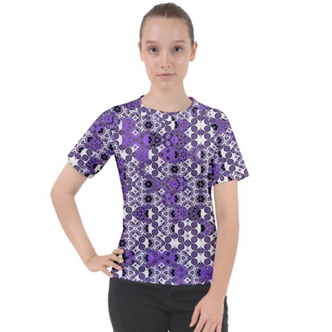 Purple Black Checkered Women s Sport Raglan Tee by SpinnyChairDesigns