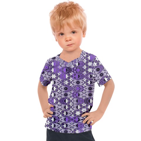 Purple Black Checkered Kids  Sports Tee by SpinnyChairDesigns