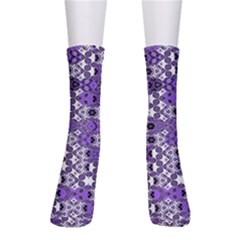 Purple Black Checkered Men s Crew Socks by SpinnyChairDesigns