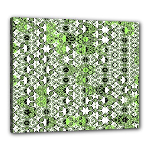 Black Lime Green Checkered Canvas 24  X 20  (stretched) by SpinnyChairDesigns