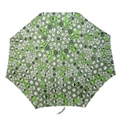 Black Lime Green Checkered Folding Umbrellas by SpinnyChairDesigns