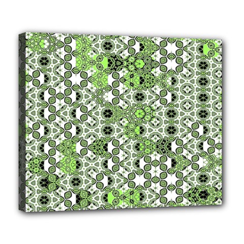 Black Lime Green Checkered Deluxe Canvas 24  X 20  (stretched) by SpinnyChairDesigns