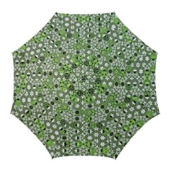 Black Lime Green Checkered Golf Umbrellas by SpinnyChairDesigns