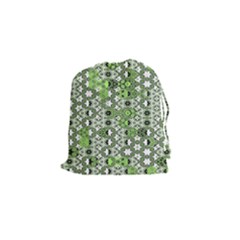 Black Lime Green Checkered Drawstring Pouch (small) by SpinnyChairDesigns