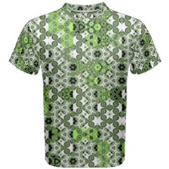 Black Lime Green Checkered Men s Cotton Tee by SpinnyChairDesigns