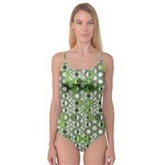 Black Lime Green Checkered Camisole Leotard 