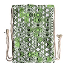 Black Lime Green Checkered Drawstring Bag (large) by SpinnyChairDesigns