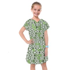 Black Lime Green Checkered Kids  Drop Waist Dress by SpinnyChairDesigns