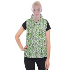 Black Lime Green Checkered Women s Button Up Vest by SpinnyChairDesigns