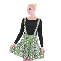 Black Lime Green Checkered Suspender Skater Skirt by SpinnyChairDesigns