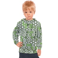 Black Lime Green Checkered Kids  Hooded Pullover by SpinnyChairDesigns